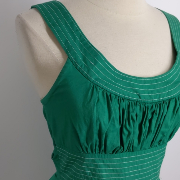 Trixxi green cotton sun dress w stitching-sz 9 - Picture 2 of 7
